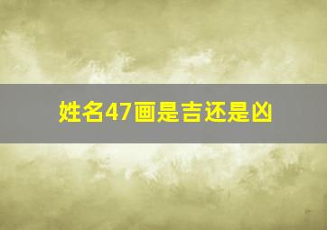 姓名47画是吉还是凶