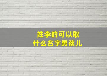 姓李的可以取什么名字男孩儿