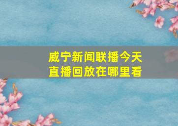 威宁新闻联播今天直播回放在哪里看