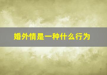 婚外情是一种什么行为