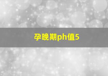 孕晚期ph值5