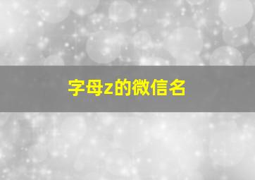 字母z的微信名