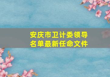 安庆市卫计委领导名单最新任命文件