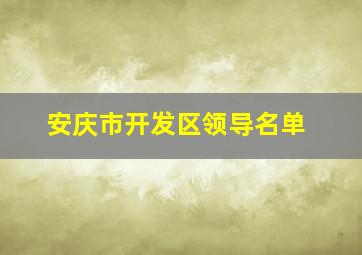 安庆市开发区领导名单