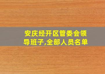 安庆经开区管委会领导班子,全部人员名单