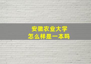 安徽农业大学怎么样是一本吗