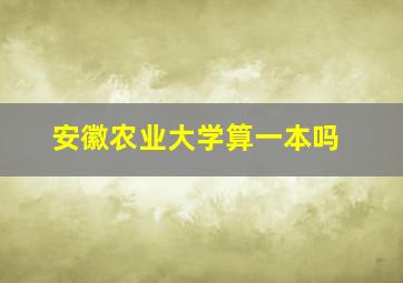 安徽农业大学算一本吗