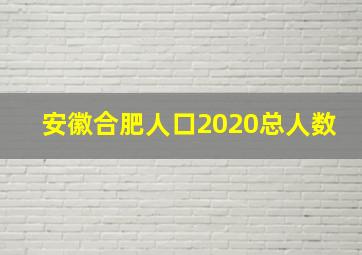 安徽合肥人口2020总人数