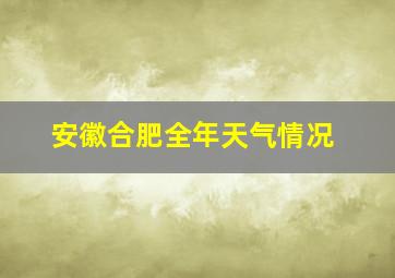 安徽合肥全年天气情况