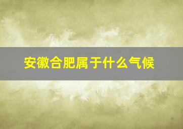 安徽合肥属于什么气候