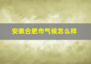 安徽合肥市气候怎么样