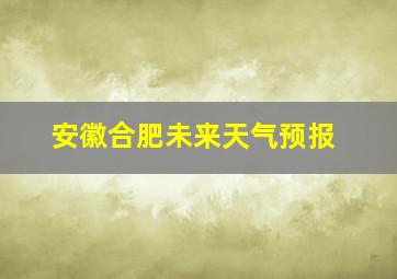 安徽合肥未来天气预报