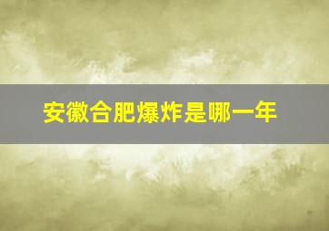 安徽合肥爆炸是哪一年