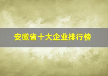 安徽省十大企业排行榜