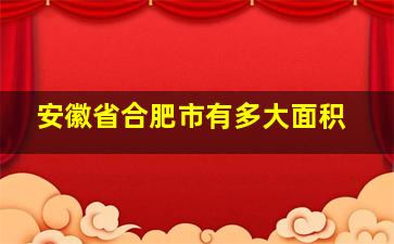 安徽省合肥市有多大面积