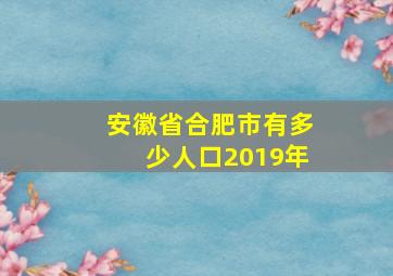 安徽省合肥市有多少人口2019年