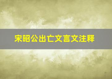 宋昭公出亡文言文注释