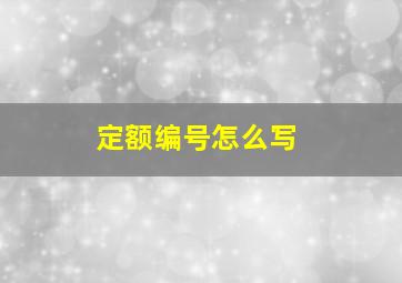 定额编号怎么写