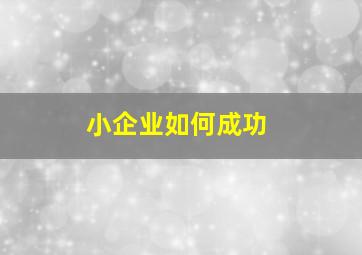 小企业如何成功