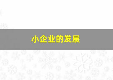 小企业的发展