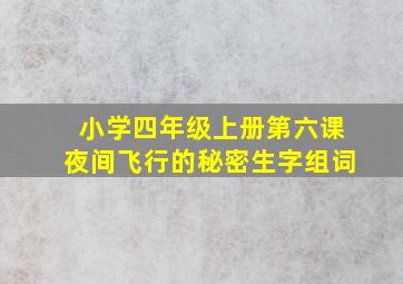 小学四年级上册第六课夜间飞行的秘密生字组词