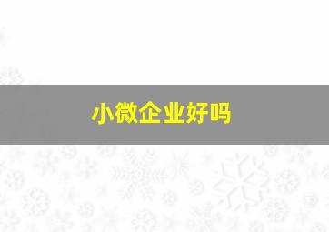 小微企业好吗