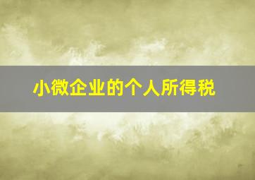 小微企业的个人所得税