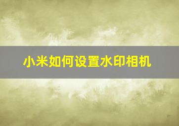 小米如何设置水印相机