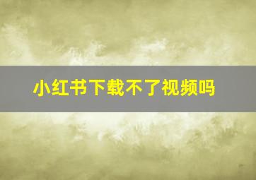 小红书下载不了视频吗