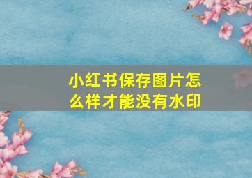 小红书保存图片怎么样才能没有水印