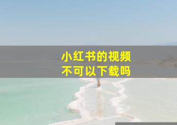 小红书的视频不可以下载吗