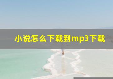 小说怎么下载到mp3下载