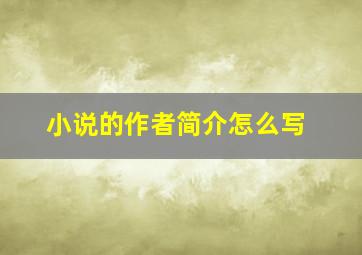 小说的作者简介怎么写