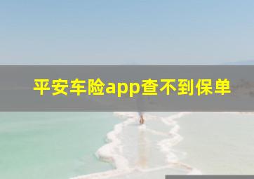 平安车险app查不到保单