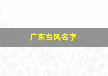 广东台风名字