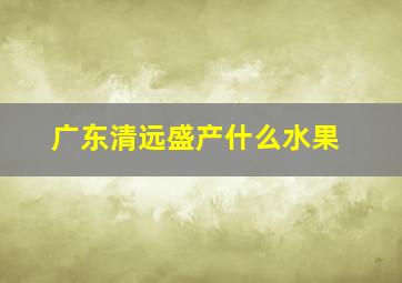 广东清远盛产什么水果