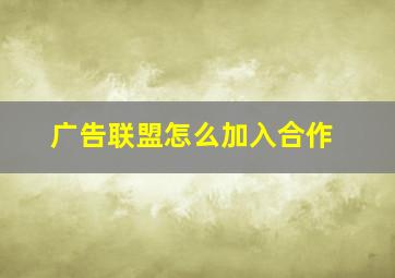 广告联盟怎么加入合作