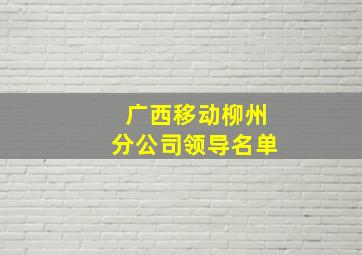 广西移动柳州分公司领导名单