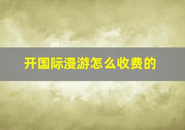 开国际漫游怎么收费的