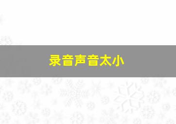 录音声音太小