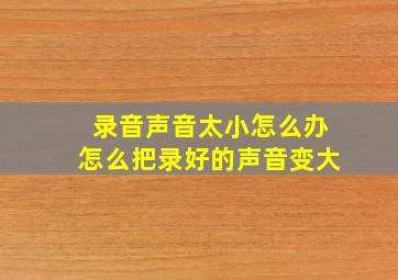 录音声音太小怎么办怎么把录好的声音变大