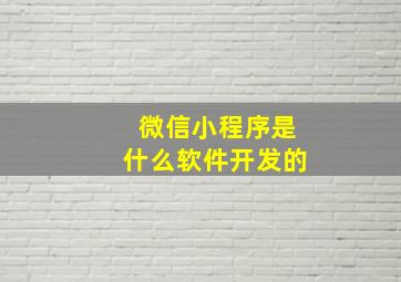 微信小程序是什么软件开发的