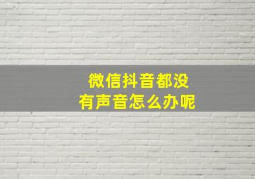 微信抖音都没有声音怎么办呢