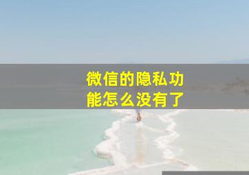 微信的隐私功能怎么没有了