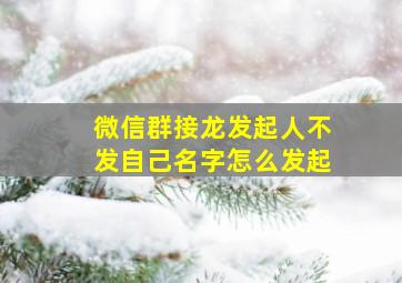 微信群接龙发起人不发自己名字怎么发起