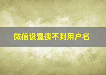 微信设置搜不到用户名