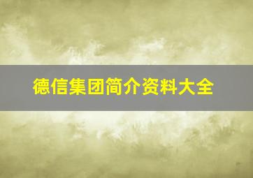 德信集团简介资料大全