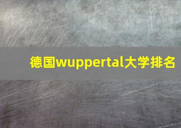 德国wuppertal大学排名