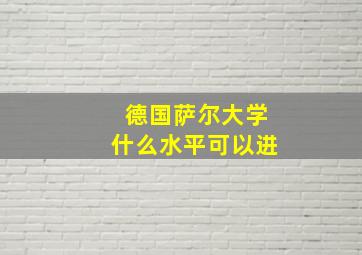 德国萨尔大学什么水平可以进