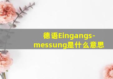 德语Eingangs-messung是什么意思